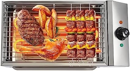 LOYALHEARTDY Commercial Electric Grill Griddle, Electric Indoor Grill BBQ Grill with Temperature Control, Removable Grill and Griddle Plates, Stainless Steel Flat Hotplate Smokeless Grill by LOYALHEARTD