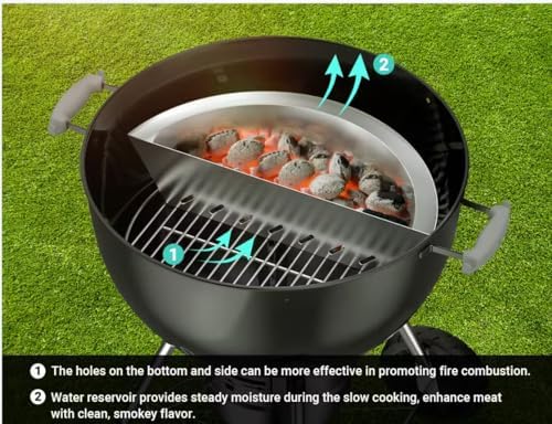 onlyfire Half Moon Stainless Steel Charcoal Basket with Water Reservoir - Image 2