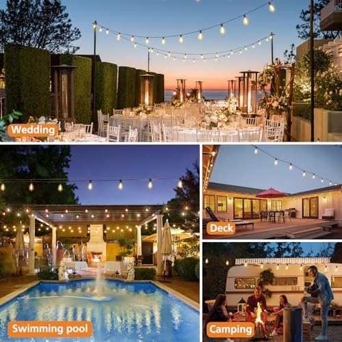 Brightever Dimmable Outdoor String Lights with Remote, 3 Colors in 1 LED Patio Light for Outside with 25+1 ST38 Edison Bulbs, 50FT 3 Modes Gazebo Lighting Waterproof for Camping, 2700K/4000K/5000K - Image 7