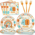 96Pcs Boho 40th Party Paper Plates and Napkins 50th Birthday Party Decorations Blue Back in 1986 Paper Plates Cheers to 40 Years Disposable Tableware for Women Men Birthday Gatherings Decorations by Oitnlaughter