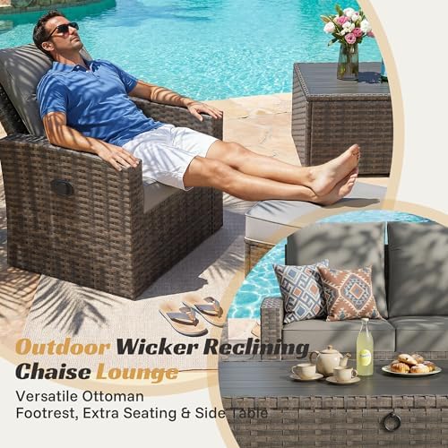Outdoor Patio Furniture Set, 6 Pcs Wicker Patio Conversation Sets - Image 5