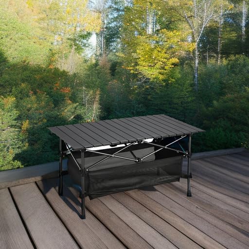 WUROMISE Lightweight Aluminum Folding Camping Table (37.13” x 21.57” x 19.69”), Portable Roll-Up Design for Outdoor, Camping, Beach, BBQ, Patio, and Picnic, Durable & Waterproof with Carrying Bag - Image 6