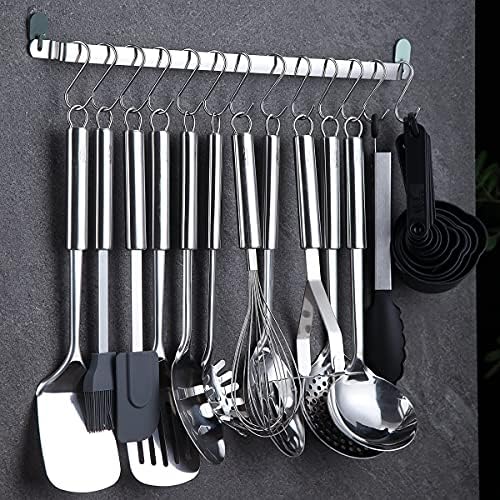 Berglander Kitchen Utensils Set 38 Pieces, Stainless Steel Cooking Utensils Set, Kitchen Gadgets Cookware, Kitchen Tool Set with Utensil Holder Rack And Hooks For Hanging Dishwasher Safe - Image 3