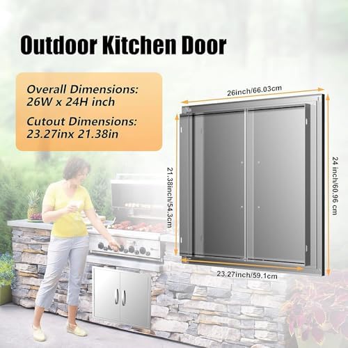 BBQ Access Double Doors 26Wx24H Flush Mount Stainless Steel Outdoor Kitchen Door for Outside Cabinets and BBQ Island - Image 2