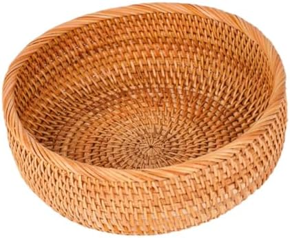 Vintage Rattan Woven Basket for Kitchen Fruit Snack Storage Organizer by COOLHIYA