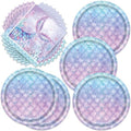 40pcs Mermaid Themed Party Supplies Under the Sea Mermaid Birthday Party Decorations Ocean Party Tableware Set for Girls Baby Shower by Frypeas