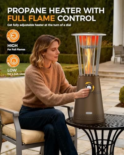 Tabletop Heater Patio Heater, 11,000 BTU Propane Patio Heater for Commercial, Balcony & Porch, Quartz Glass Tube, Portable Small Heater For Outdoor Use - Brown - Image 3