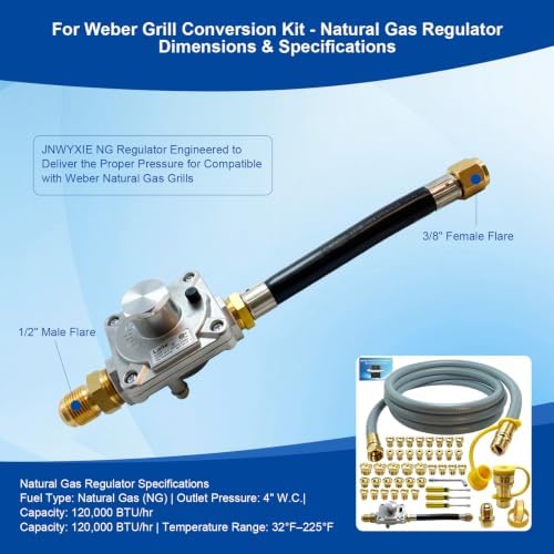 Propane to Natural Gas Conversion Kit for Weber Grill, Complete NG Conversion Kit for Weber Genesis, Genesis II,Spirit,Spirit II & Summit Grills,10FT Hose,Regulator,Orifices,Quick Connect,Tools,Manual - Image 6