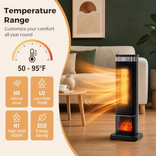 OLIXIS 24" Space Heater for Indoor Use, 60° Oscillation, 4 Modes - Image 3