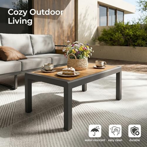ZANDOR Aluminum Outdoor Patio Furniture Set with Table,4 Seat, Grey - Image 6