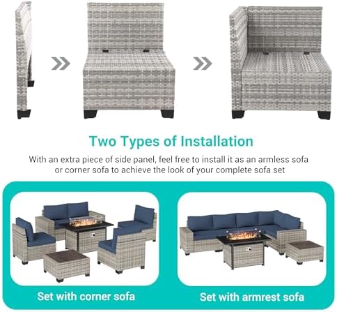 Outdoor Patio Furniture Set PE Wicker Rattan Outdoor Sectional Sofa - Image 4