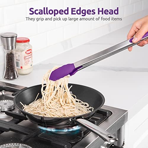 U-Taste Kitchen Tong for Cooking, 600ºF Heat-Resistant Silicon, 16in/Purple - Image 4