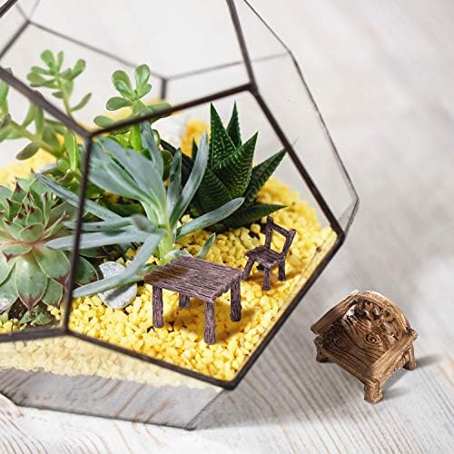 Skylety 12 Pieces Garden Furniture Ornaments Miniature Table and Chairs Set Village Micro Resin Bench Chair for Fairy Garden Accessories Home Micro Landscape Decor(Vintage Style) - Image 6