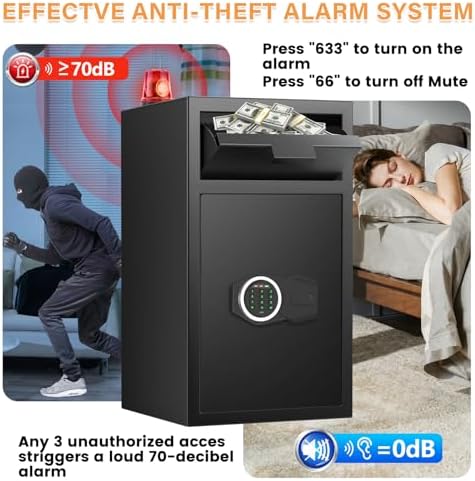 2.7 Cubic Drop Slot Safes for Money Jewelry, Drop Safe for Business with Combination Lock and Key, Mute Function,Depository Safe for Money Jewelry Home Business Office - Image 5