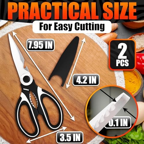 2 Pcs Kitchen Scissors All Purpose Heavy Duty, 5-in-1 - Image 2