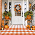 IOHOUZE Fall Buffalo Plaid Outdoor Rug 4x6, Washable, Orange White by iOhouze