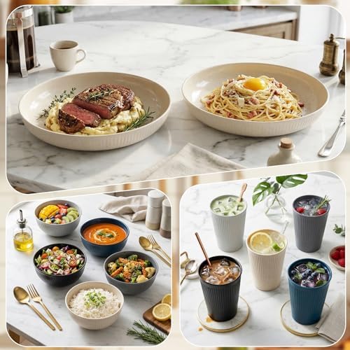 Plastic Dinnerware Sets for 6 People 18pcs Camping Plates and Bowls Set - Image 5