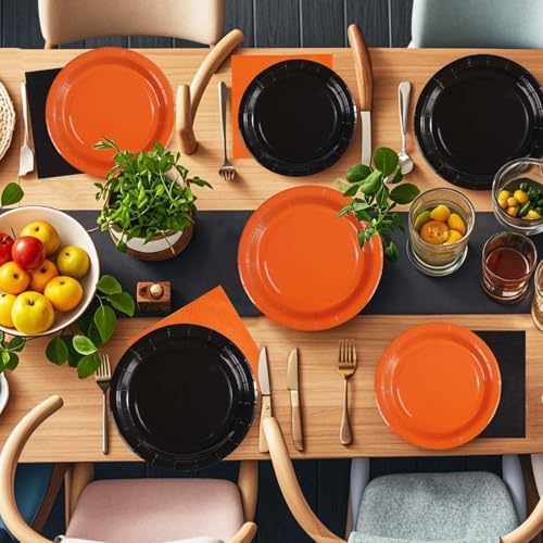 Grencian 96Pcs Orange and Black Party Decorations, Serves 24 - Image 5