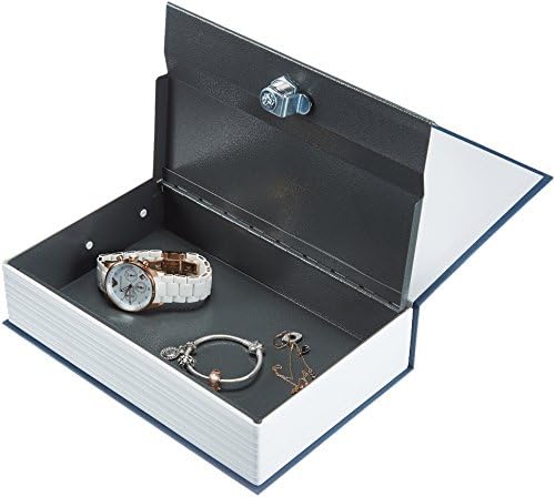 Amazon Basics Portable Diversion Book Safe, Secret Hidden Lock Box with Key Lock for Valuables, Hidden Storage Compartment Disguised as a Book, Large, Blue - Image 3