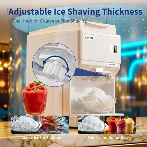 Commercial Shaved Crusher Ice Machine, 300LB/H, Ice Texture Control, White - Image 4