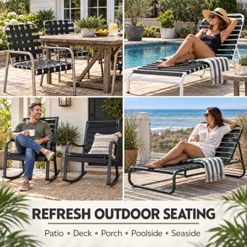 LukLoy 2" Wide 30ft Long Vinyl Straps for Patio Chairs Repairs, Black - Image 2