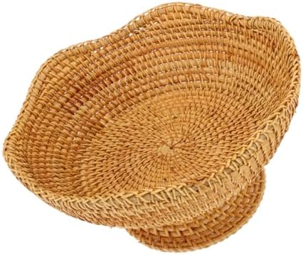 Rattan round Elevated Storage Basket for Snacks and Nuts by Hemobllo