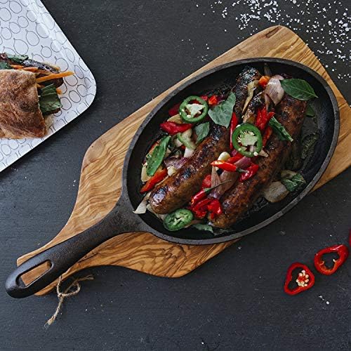Victoria Cast Iron Fajita Skillet, Black Oval Cast Iron Serving Platter, Made in Colombia - Image 2