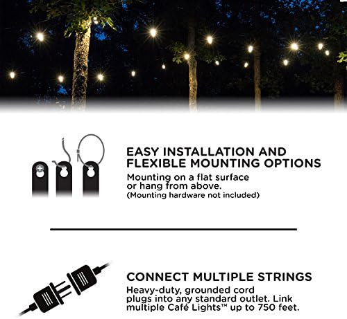Enbrighten Classic Outdoor String Lights, 36ft, 18 Bulbs, White Light Only - Image 3
