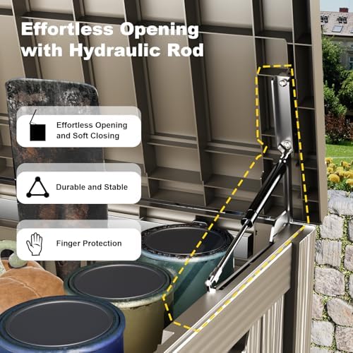 180 Gallon Resin Deck Box, Outdoor Storage Box, Waterproof UV Resistant Lockable，Weatherproof Organizer for Patio Furniture Cushions, Pool Accessories, Garden Tools, Indoor & Outdoor Use, Grey - Image 4