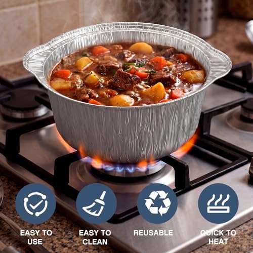 Ziliny 24 Pcs Disposable Aluminum Pot with Lid Foil,121.7 oz - Image 5