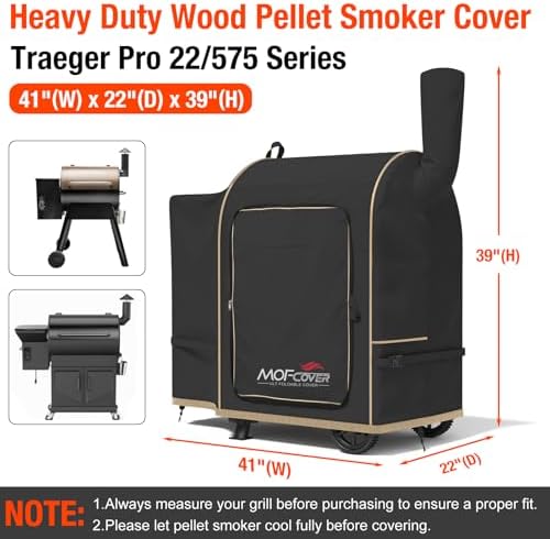 Foldable Grill Cover for Traeger Pro 22/575 Series, Waterproof 600D Heavy Duty Wood Pellet Smoker Cover, Fade＆Tear Resistant Pellet Grill Cover for Pro 20 Lil’ Tex Elite 22 Black - Image 5
