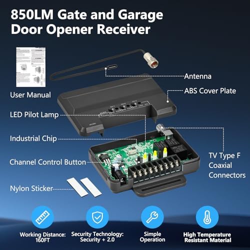 for Liftmaster 850LM Gate and Garage Door Opener Receiver, Compatible with Most Gate and Commercial Door Operators, 3 Channel Designed for Both Gated Communities and Commercial Buildings - Image 2