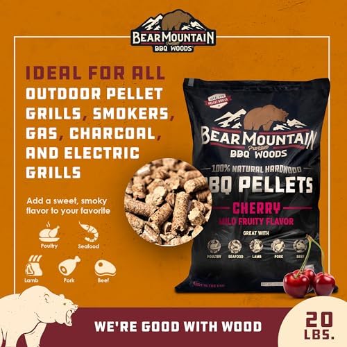 Bear Mountain BBQ FK13 Premium All-Natural Hardwood Mild and Fruity Cherry BBQ Smoker Pellets for Outdoor Grilling, 20 Pounds (4 Pack) - Image 3