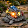 Solar Turtle Garden Decor Outdoor Statue, 7 Succulent LED Lights by Snclriao