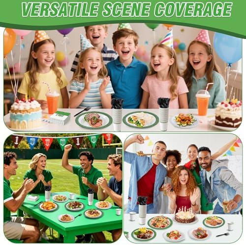 144 Pcs Golf Tableware Set for 24 Guests, Heavy-Duty 7" & 9" Paper Plates, Cups, 2-Ply 13" Napkins & Plastic Forks, Disposable Party Supplies for Game Day and Birthday - Image 5