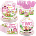 168Pcs Farm 2nd Birthday Party Supplies for Girls Serves 24 by Greencian