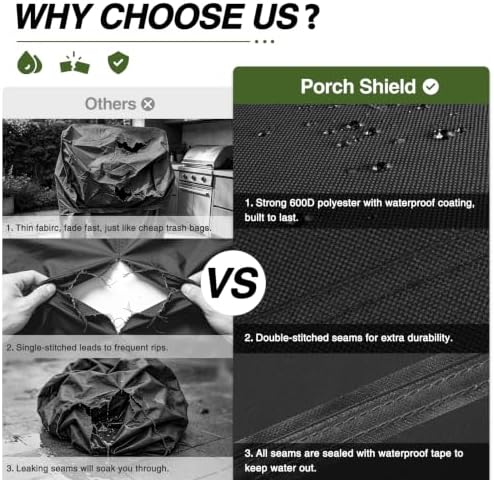Porch Shield 22 inch Outdoor Charcoal Kettle Cover 27" Dia x 35" H, Black - Image 3