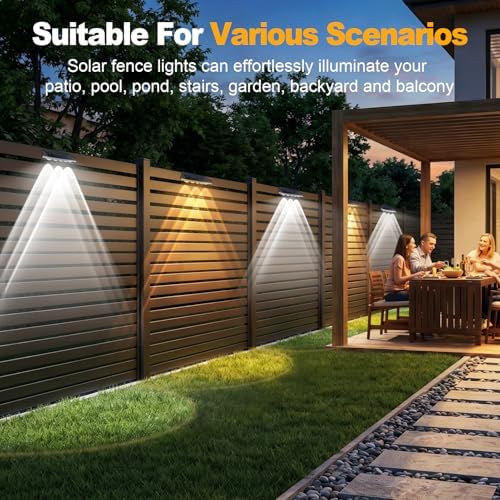 Tenmiro Solar Fence Lights Outdoor 6 Pack, 40 Modes RGB & Cold/Warm White Wall Lights with 5 Lens, IP67 Waterproof Dusk to Dawn Outside Lighs for Backyard, Patio, Yard, Pool, Deck, Railing Decor - Image 7