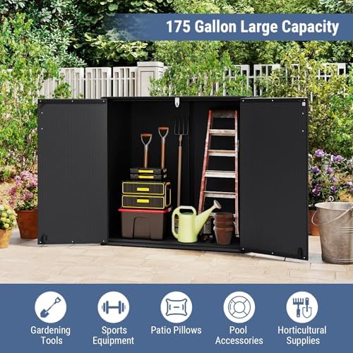 Tangkula 23.5 Cu.ft Outdoor Storage Shed with Lockable Door - Image 6
