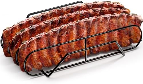 Sorbus Rib Rack for Smoking, Grill Roasting Stand (XL, Black) by Sorbus