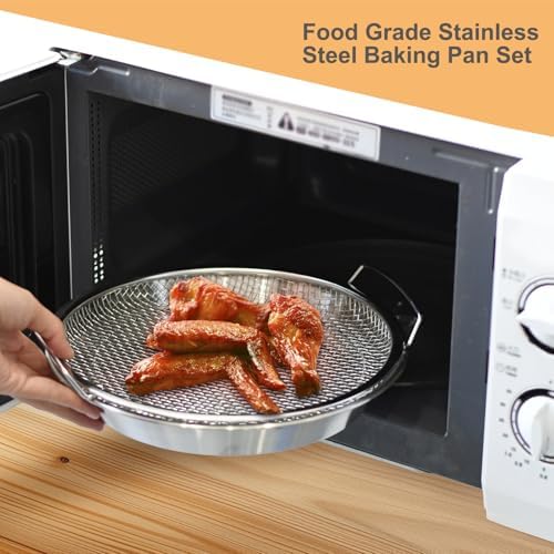 Oil Filter Tray, Stainless Steel Mesh Drain Basket Colanders Air Fryer Accessories for Fried Food Draining Rack Barbecue Grill Tray Net Draining Pan Strainer for Vegetable Dessert (8.7 Inch) - Image 6