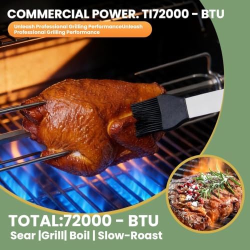 79" Modular Outdoor Kitchen with 4 Burners 72,000 BTU Natural Gas Grill,Rotisserie Oven,Side Burner,Sink & Marble Countertop.Gas Grill for Backyard and Patio.(Natural Gas) - Image 6