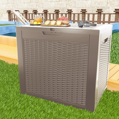 37 Gallon Outdoor Deck Box, Lockable Waterproof Outdoor Storage Boxes For Garden Tools,Indoor Cushions,Accessories Outside Storage Resin Weatherproof Container(Grey) - Image 4