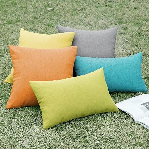 MIULEE Decorative Outdoor Pillow Covers Lumbar Waterproof 12x20 Green - Image 4