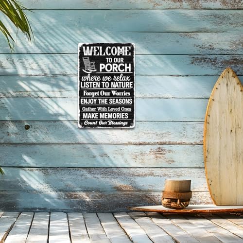 BEASTZHENG Porch Rules Metal Tin Sign Outdoor Iron Plaque Signs Wall Art Porch Rule Wall Decor Relax Take Naps Quotes Rustic Vintage Tin Iron Hanging Gift for Farmhouse Patio Garden Door Decoration - Image 4