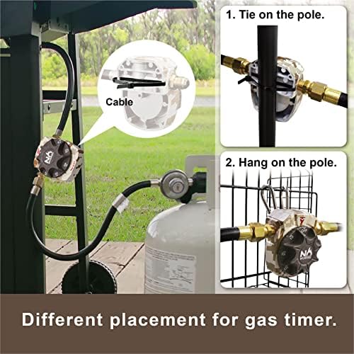 NO WORRIEZ Safety Auto Shut-Off Gas Timer for Propane & Natural Gas | Outdoor Grill, Fire Pit, Pizza Oven | – 100,000 BTU w/ 1/2" Flared Connector & Hose & Flare Male Adapter, Patent Pending - Image 4