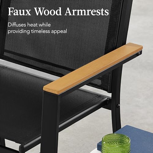 Best Choice Products 4-Piece Outdoor Textilene Patio Conversation Set, Backyard Furniture w/Loveseat, Coffee Table, Steel Frame - Black/Black - Image 5