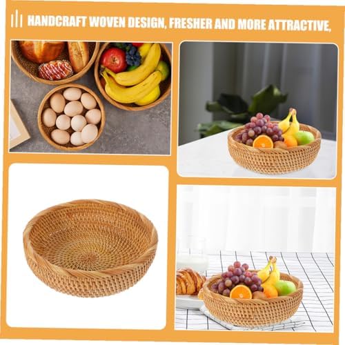Rattan round Basket, Vintage Kitchen Organizer - Image 5