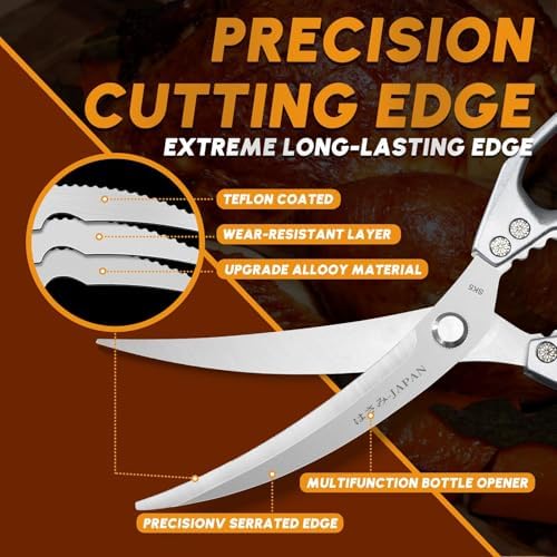 Huusk Kitchen Scissors and Cooking Tong, Kitchen Shears Set All Purpose - Image 6