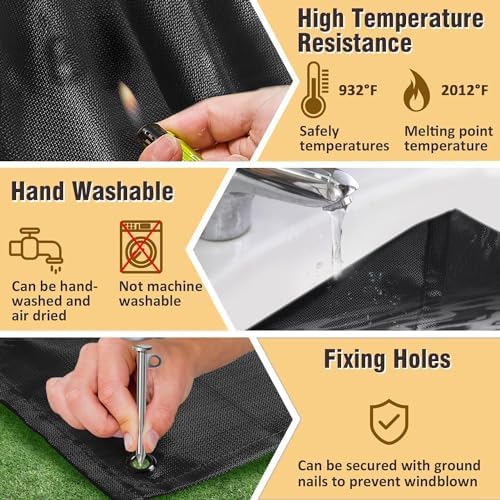 Fire Pit Mat, 37.8"x 39.4" Fireproof Blanket for Under Fire Pit, Black - Image 6